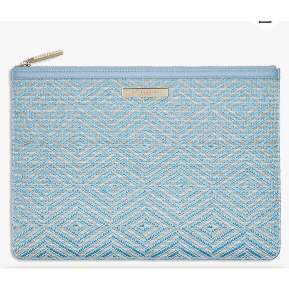 Katie Loxton NWT turquoise natural weave clutch bag - Picture 1 of 9